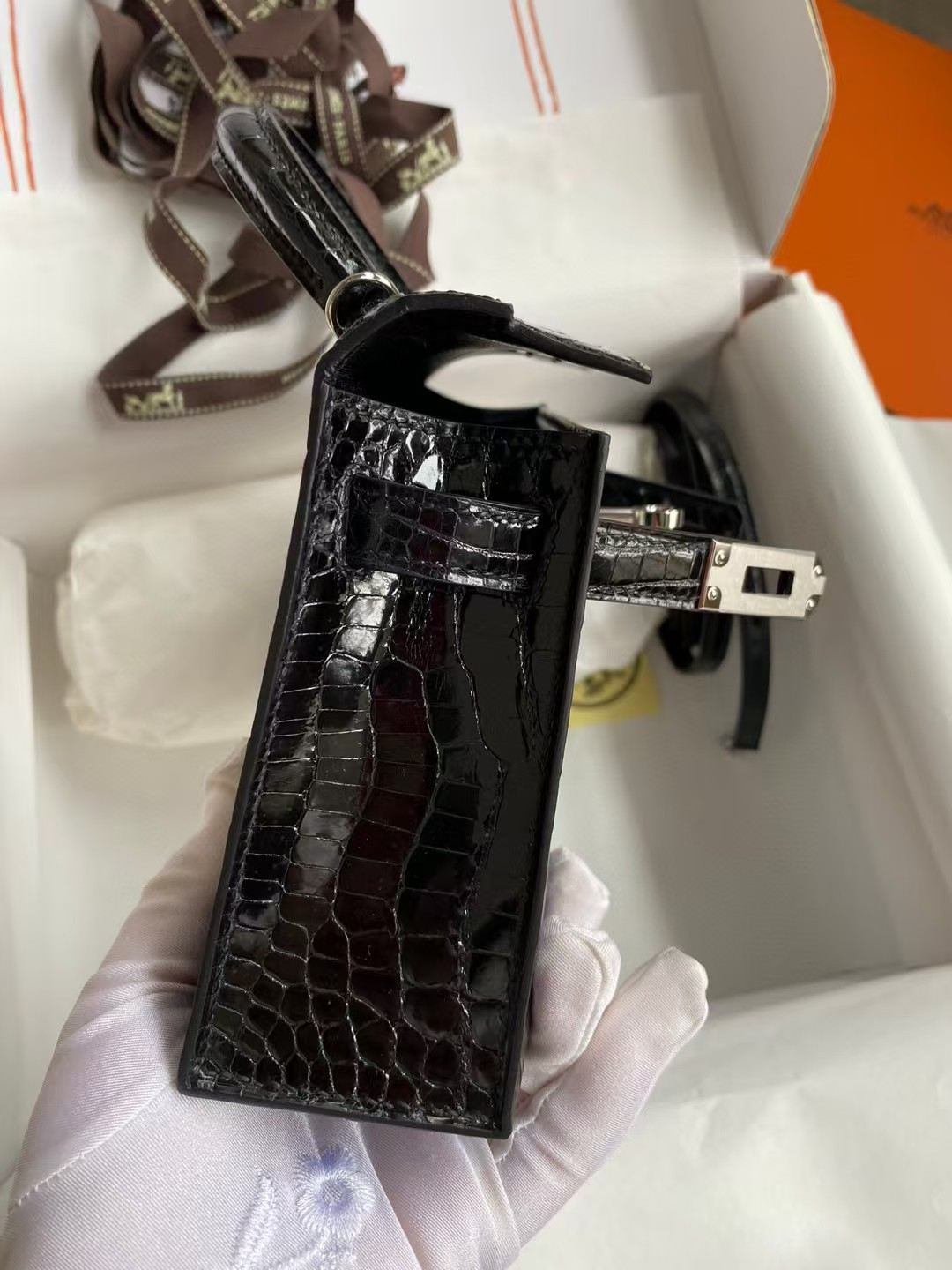 Hermès Mini Kelly 19 19×6×12CM Real Alligator Leather with the Alligator Stamp (Customized, no exchange no return, about 20 days)