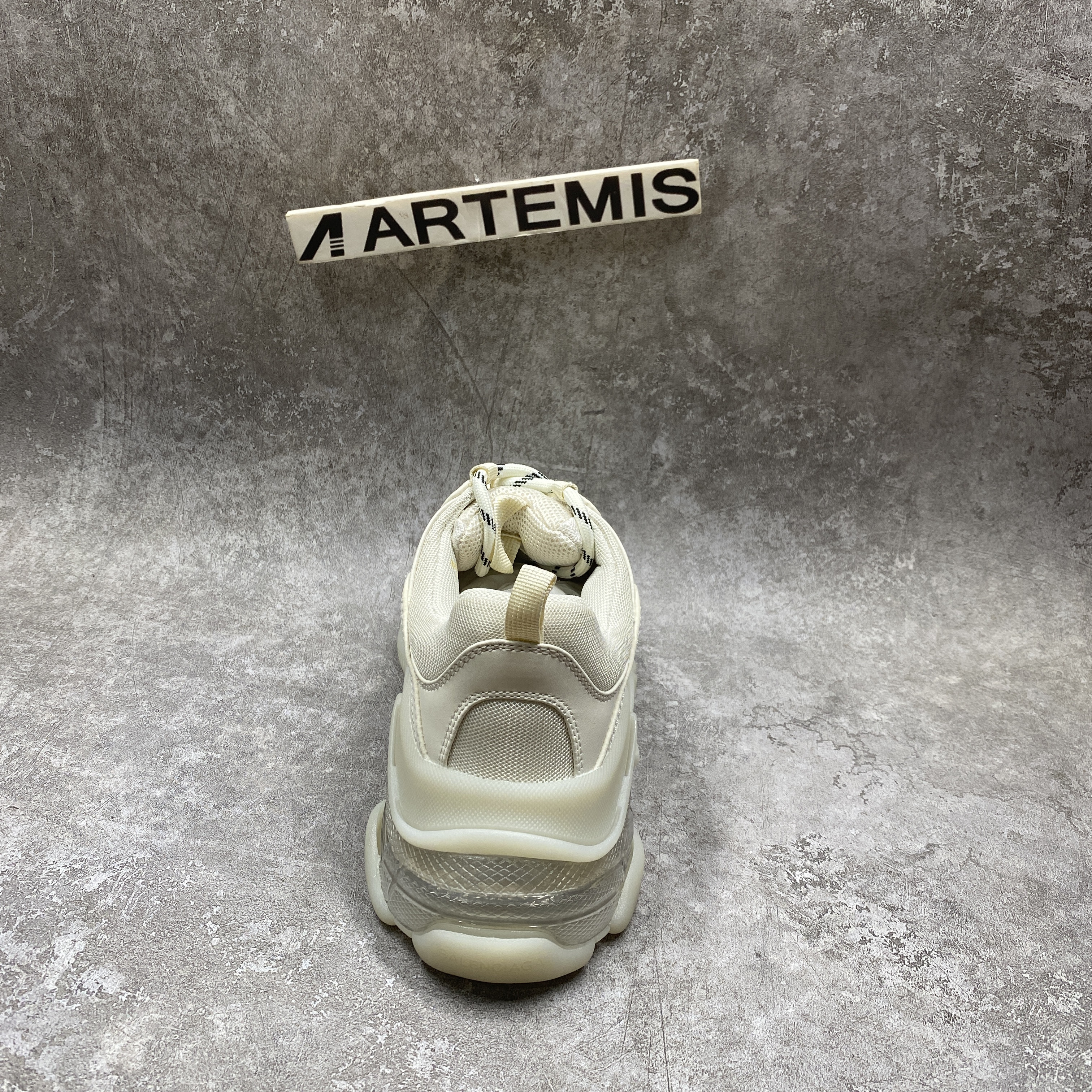 Balencag  Off-White Clear Sole Triple S Sneakers