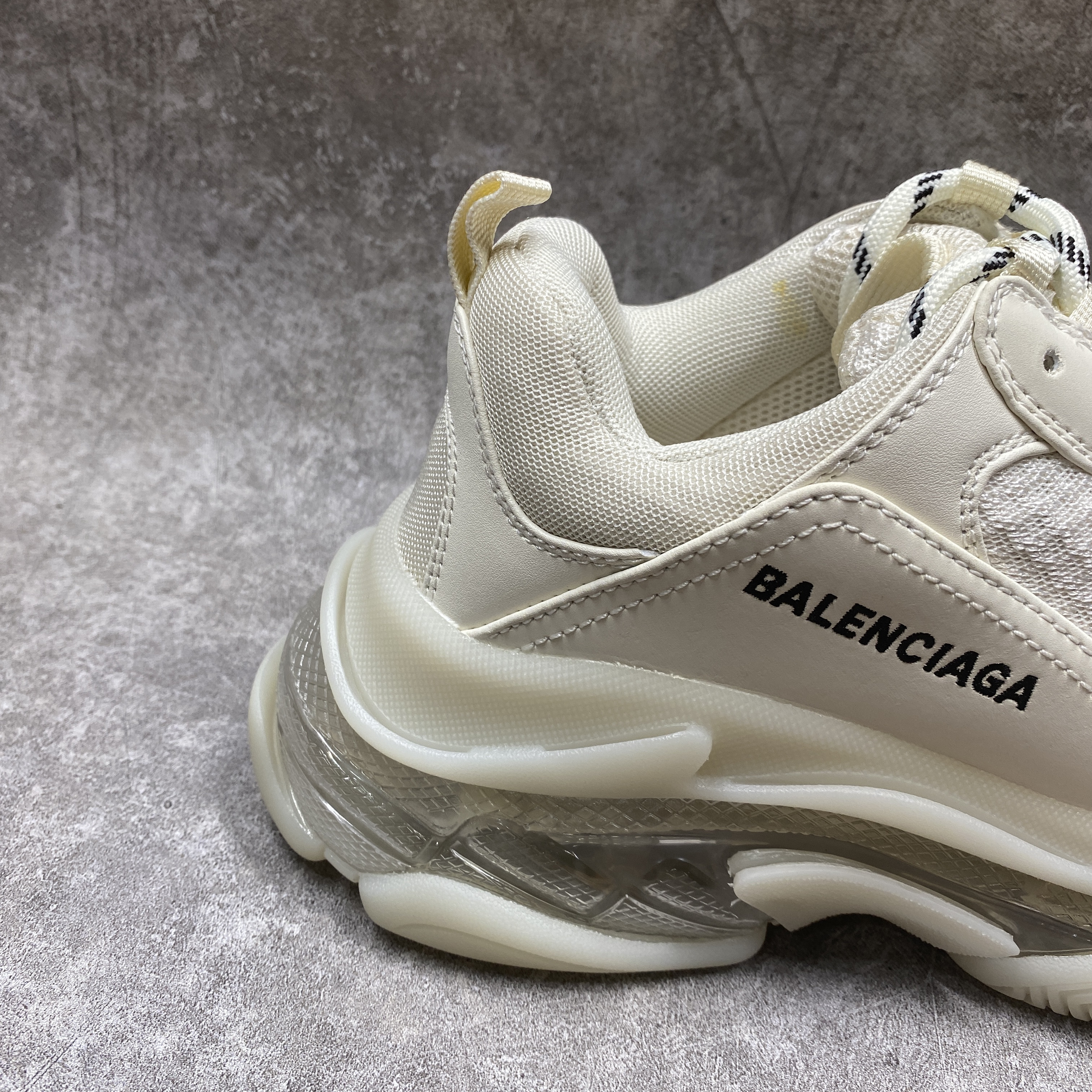 Balencag  Off-White Clear Sole Triple S Sneakers