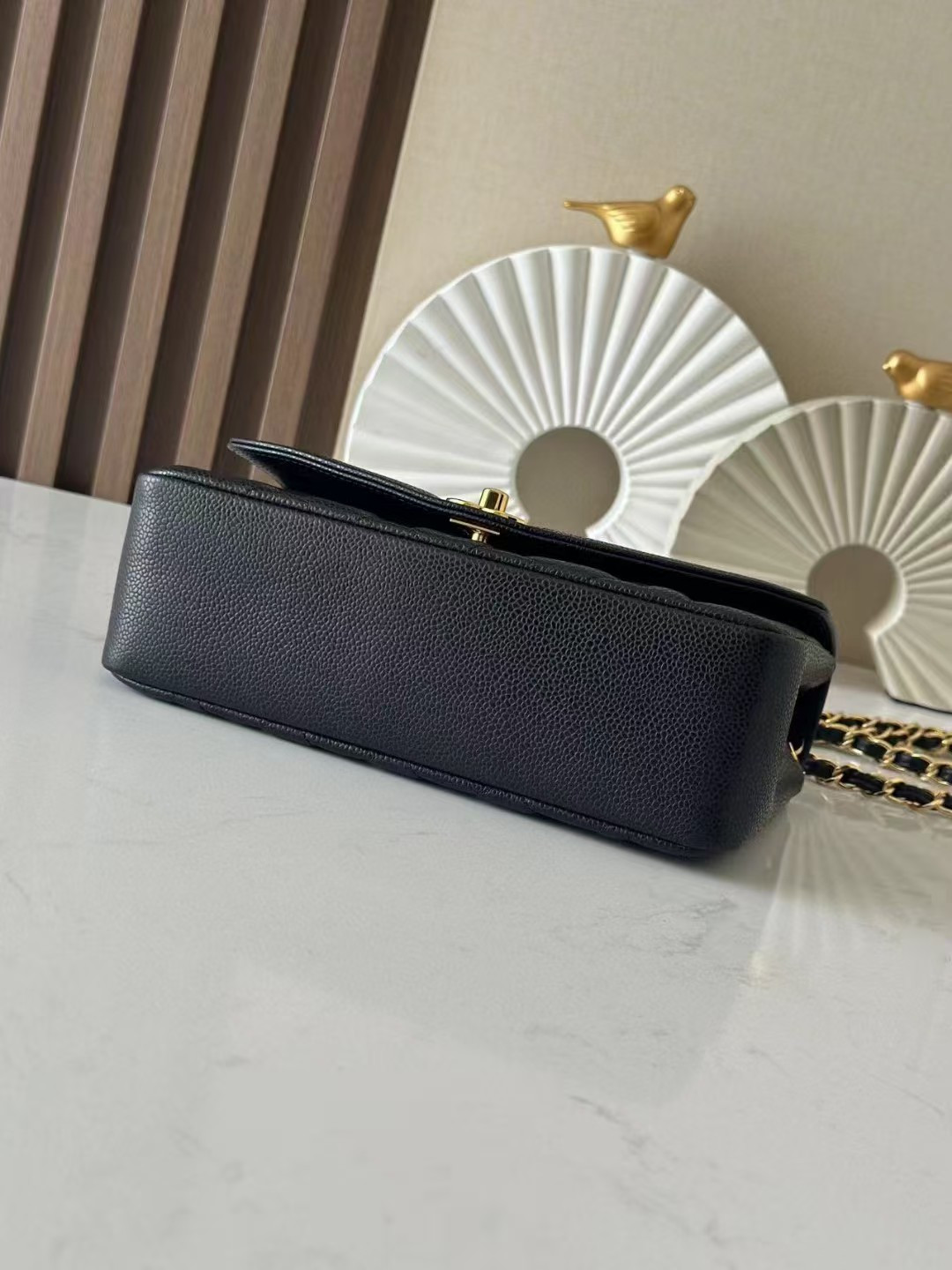 Ch*el small diana flap bag caviar gold hardware 22.5x14x7cm