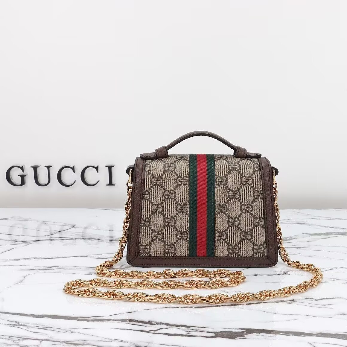 G*u*i ophidia top handle bag 17.5×13×6 cm