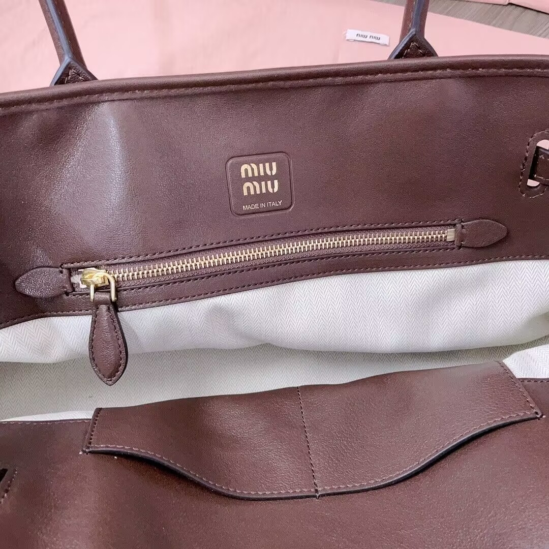Miu Miu Aventure nappa leather bag 22.5x44x14.5cm