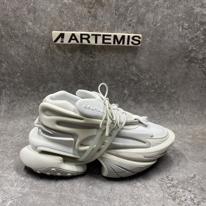 Balmain Neoprene and calfskin Unicorn low-top sneakers