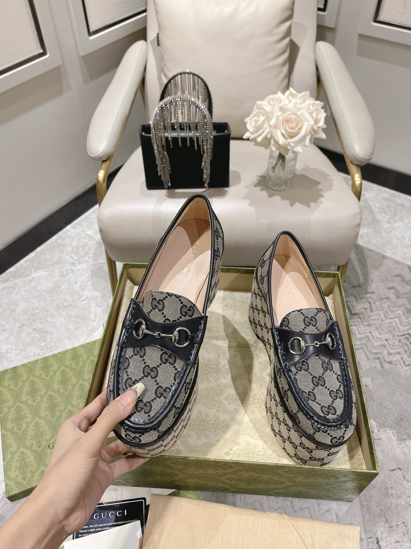 G*u*i horsebit platform loafer