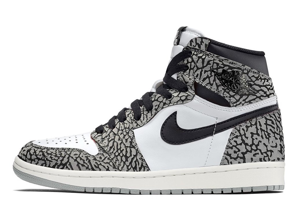 Air Jordan 1 Retro High Elephant Print White Cement
