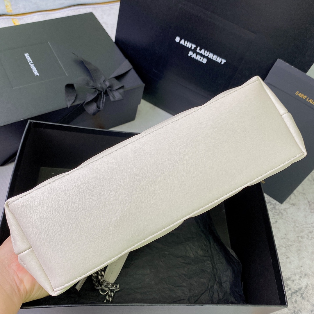 Y*L puffer small in nappa leather white silver 11.4 x 6.6 x 4.3 inches