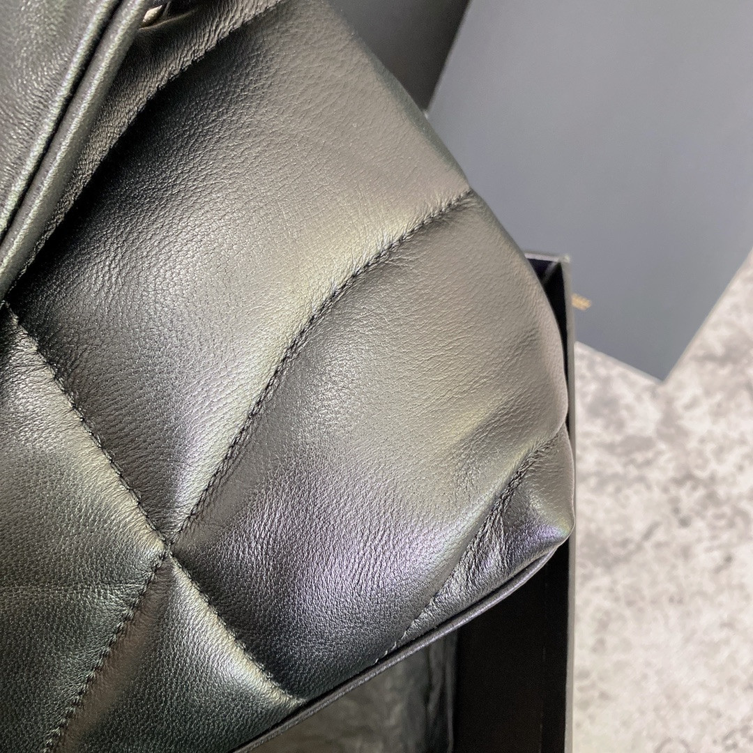 Y*L puffer small in nappa leather black silver 11.4 x 6.6 x 4.3 inches