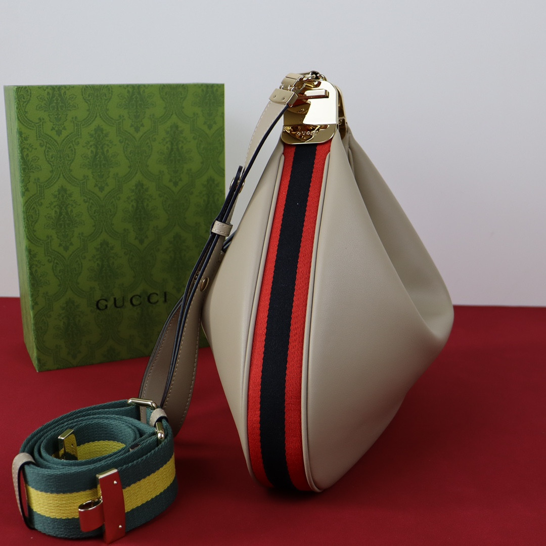 G*u*i attache medium shoulder bag gray 13.8″w x 12.6″h x 2.4″d