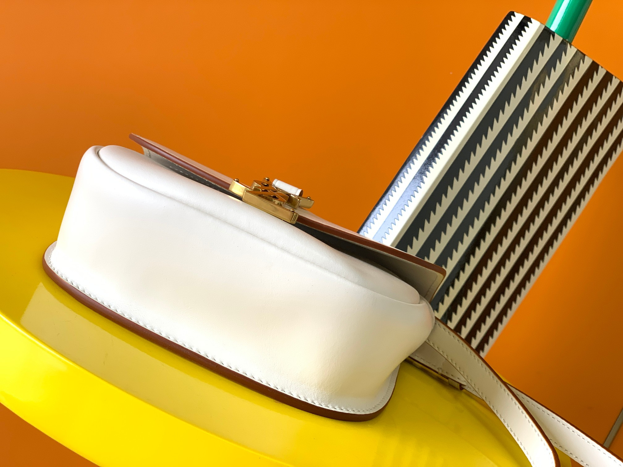 Y*L kaia small satchel in smooth leather 7.2 x 6.1 x 2.1 inches