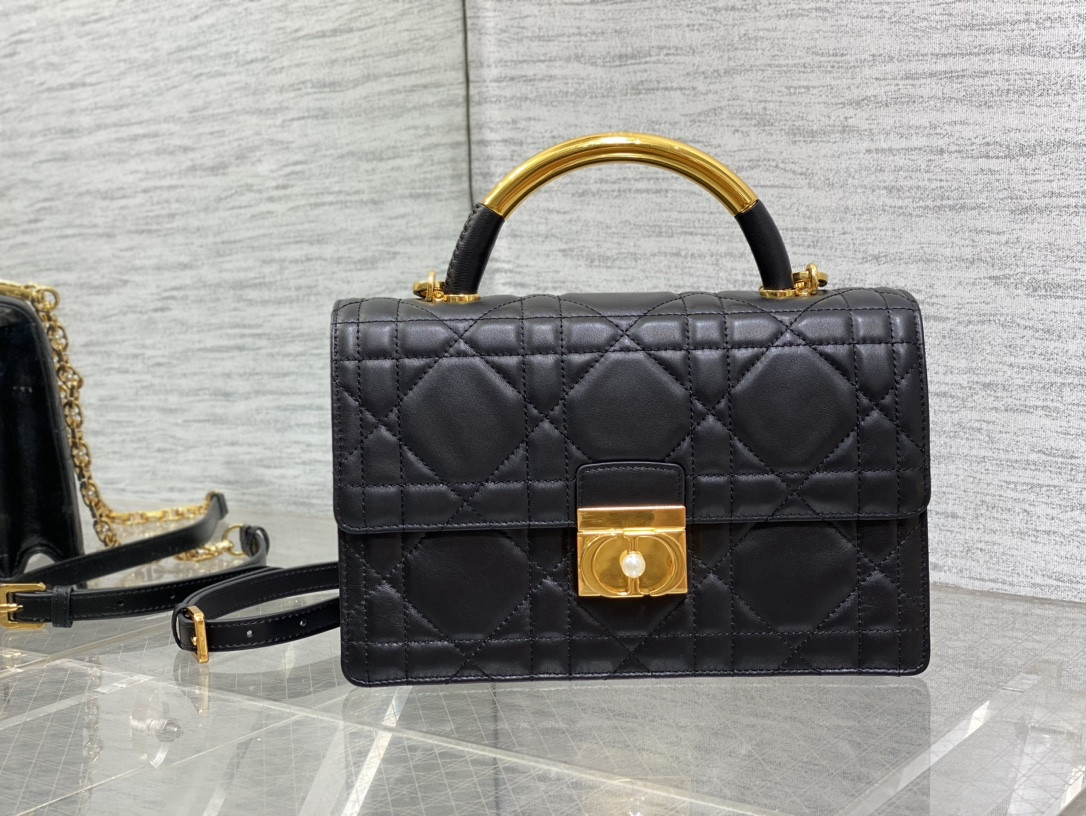 D*or medium D*or ange bag black macrocannage calfskin 26 x 17 x 9 cm