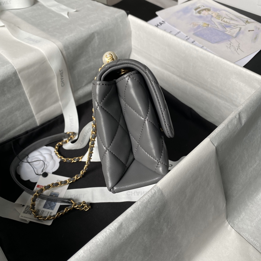 Ch*el mini flap bag with top handle 12.5×19×7cm