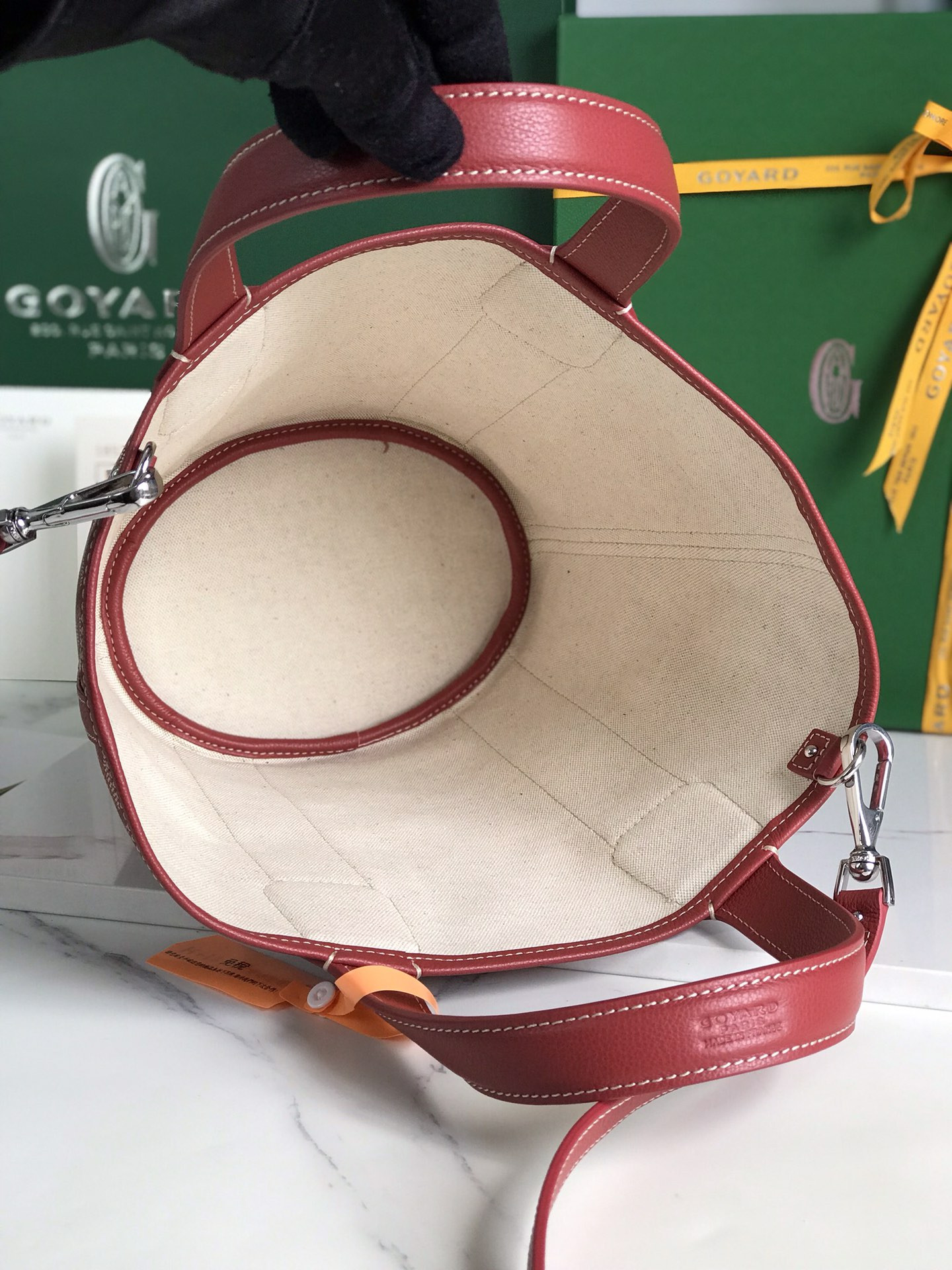 Go*ard Go*ardine belharra pm coral tote palladium hardware 18x14x23cm