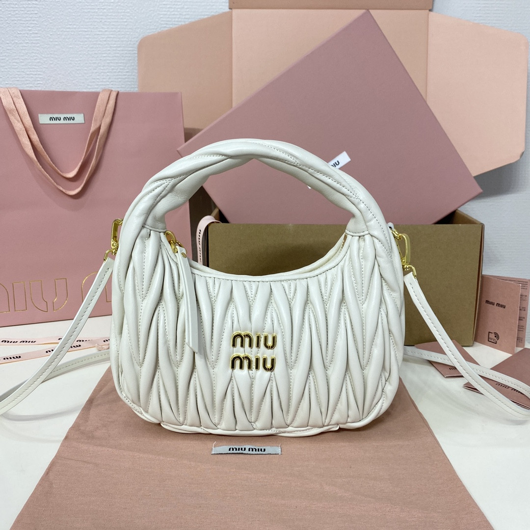 Miu Miu Wander matelassé nappa leather hobo bag 17x20x6cm