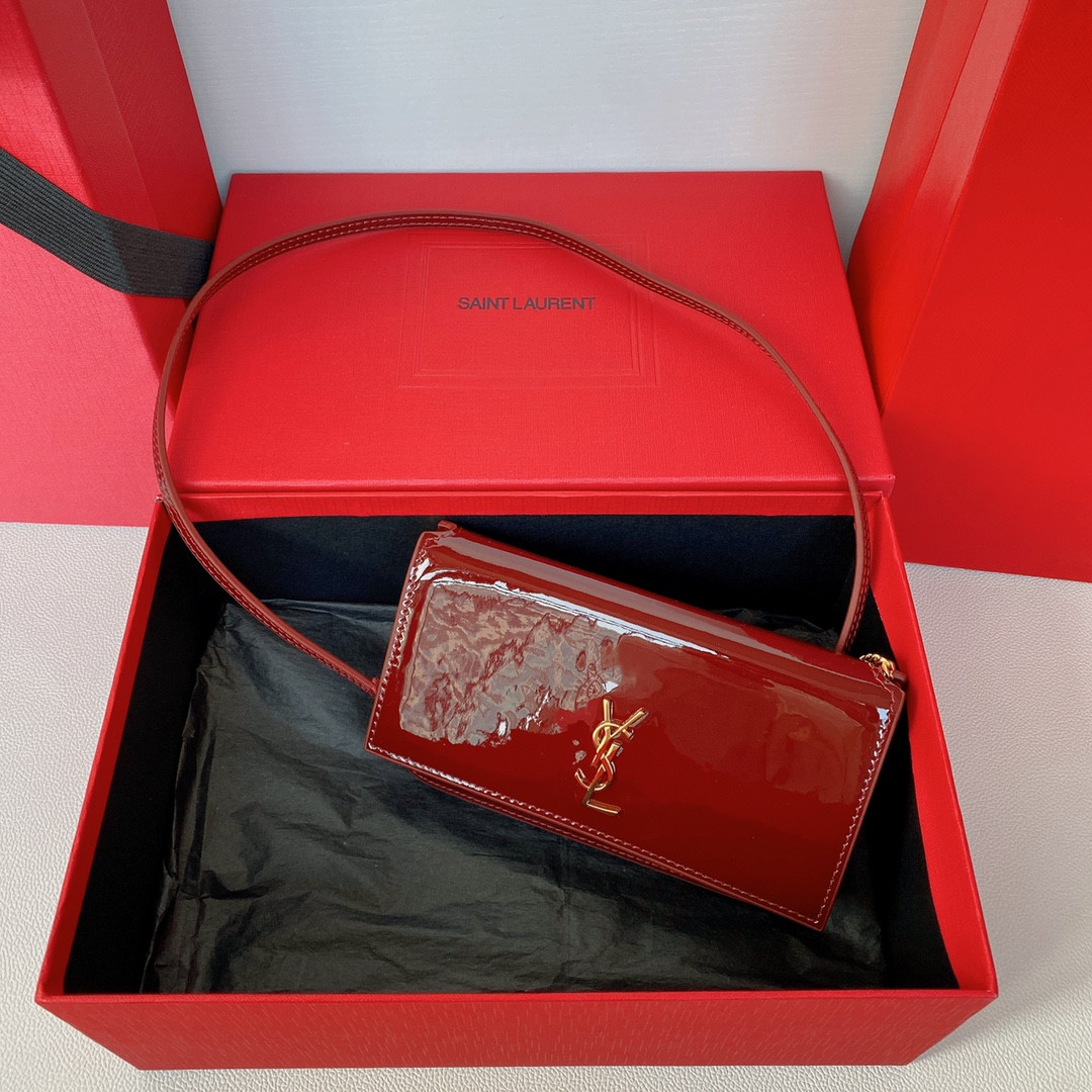 Y*L monogram phone holder with strap (patent leather) 18 x 11 x 2.5 cm