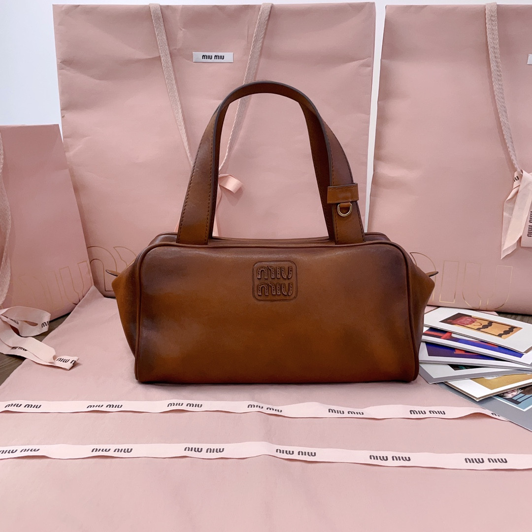 Miu Miu Leather Top-Handle Bag 15x28x13cm